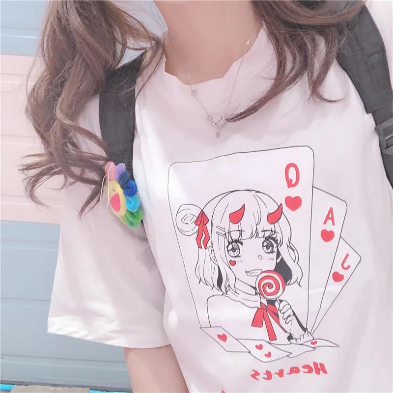 Neploe женская футболка с коротким рукавом Harajuku Janpanese Футболка с принтом для девочек Топ Повседневная Уличная одежда женские футболки 52535