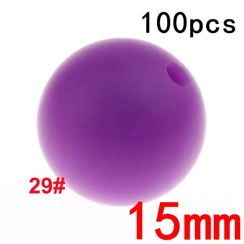 29Lavender Fkisbox 100PC силиконовый Прорезыватель Beads15MM шарики Силиконовые Прорезыватели для зубов бусины Diy прорезиненное Силиконовое ожерелье для прорезывания зубов бусина Bpa бесплатно для кормления ребенка - Цвет: 29Lavender