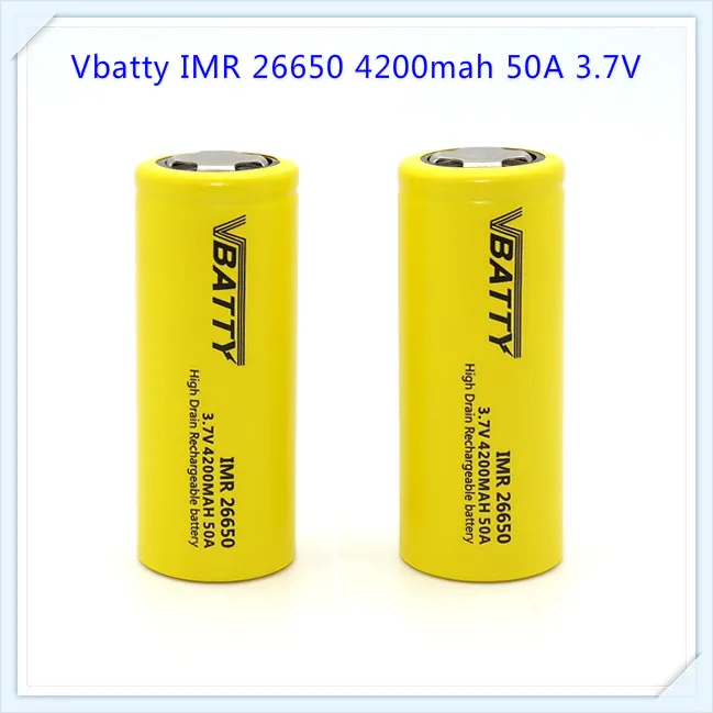 Yellow 26650 battery Высокого стока Vbatty IMR 26650 4200 мАч 50A 3,7 В литий-mn батарея с плоским Топ для фонарик(1 шт - Цвет: Yellow 26650 battery