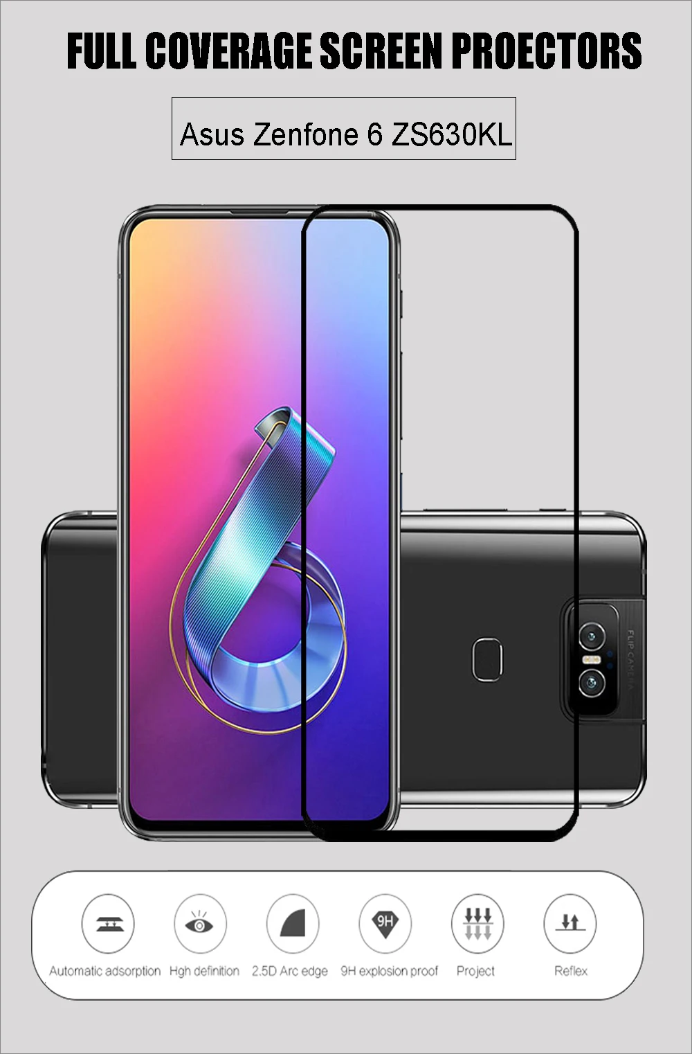 2.5D 9H Премиум Закаленное стекло для Asus Zenfone 6 6Z ZS630KL Полное покрытие экрана Защитная пленка для Asus Zenfone 6