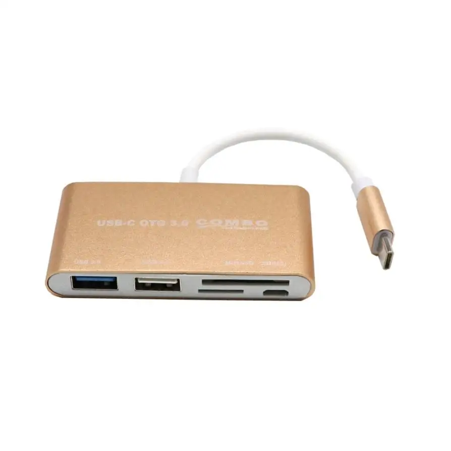 Micro sim sd кард-ридер 5-1type-c USB-C 3,1 OTG USB 3,0 2,0 концентратор SD/TF кард-ридер комбинированный USB SD адаптер кардридер для ноутбука - Цвет: Золотой