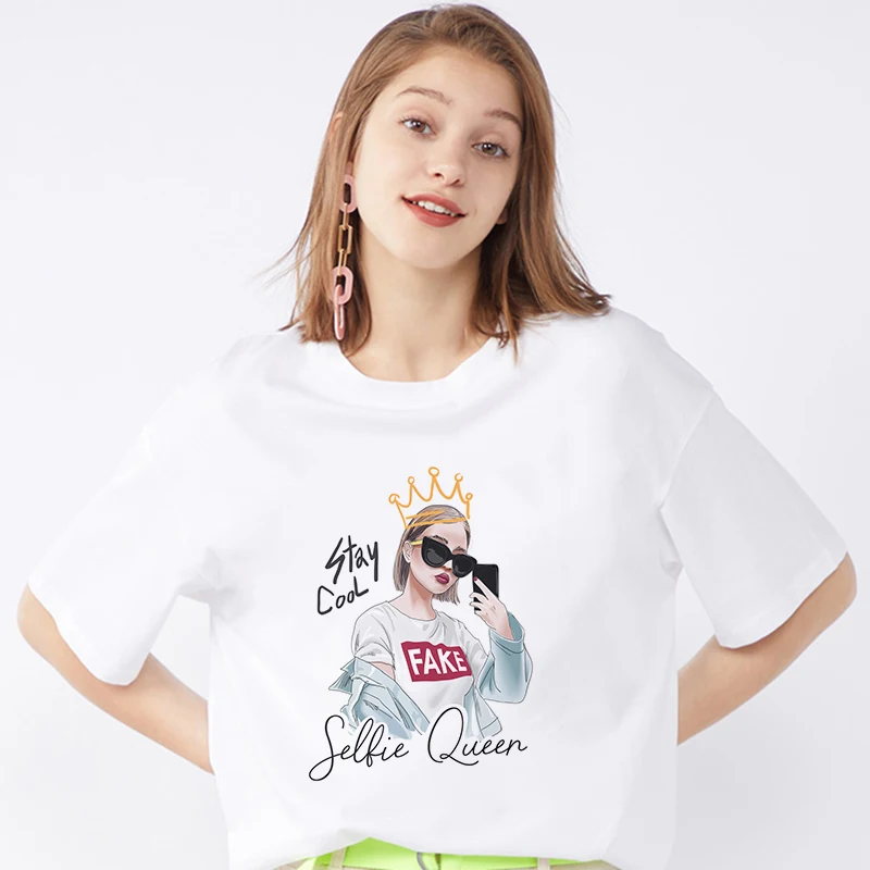 Новая летняя футболка женская модная красивая с принтом Харадзюку хипстерские