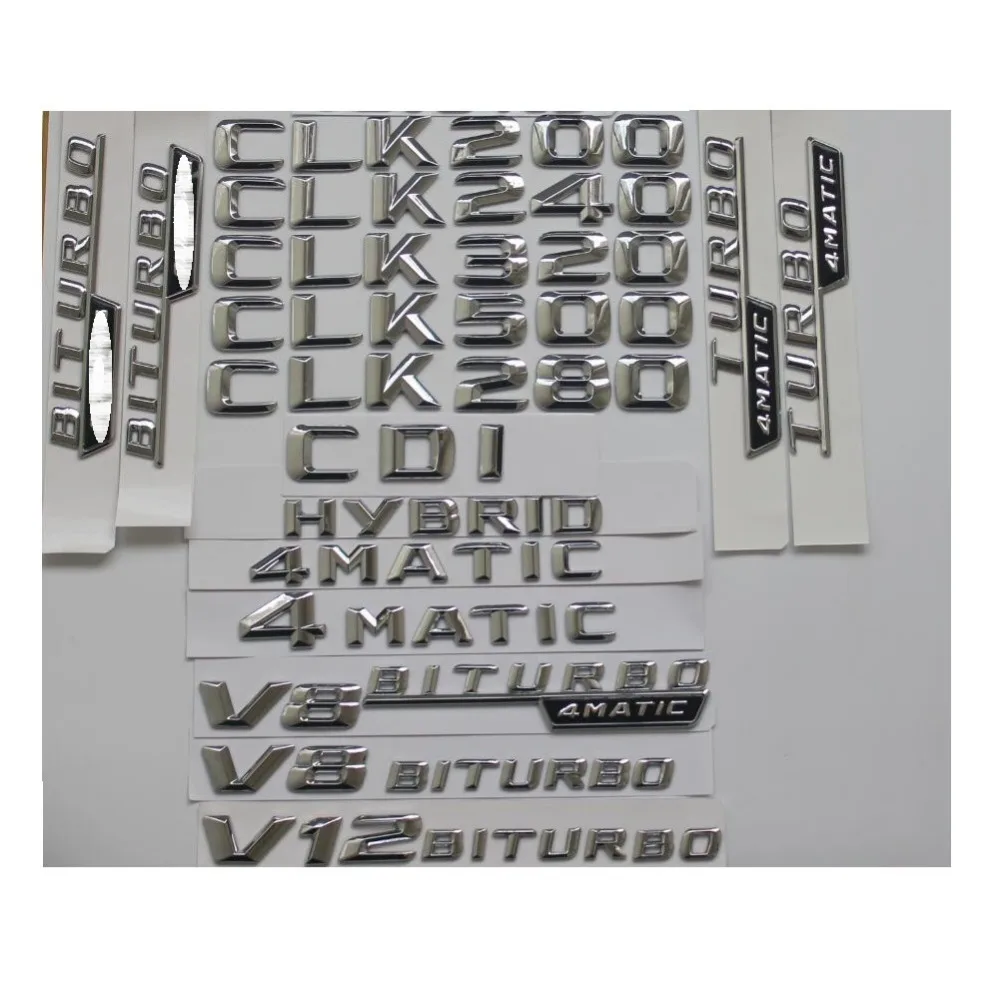 Хромированные буквы для Mercedes Benz CLK240 CLK280 CLK200 CLK220 CLK300 CLK320 CLK350 CLK400 CLK230 CLK430 CDI 4matic|badge