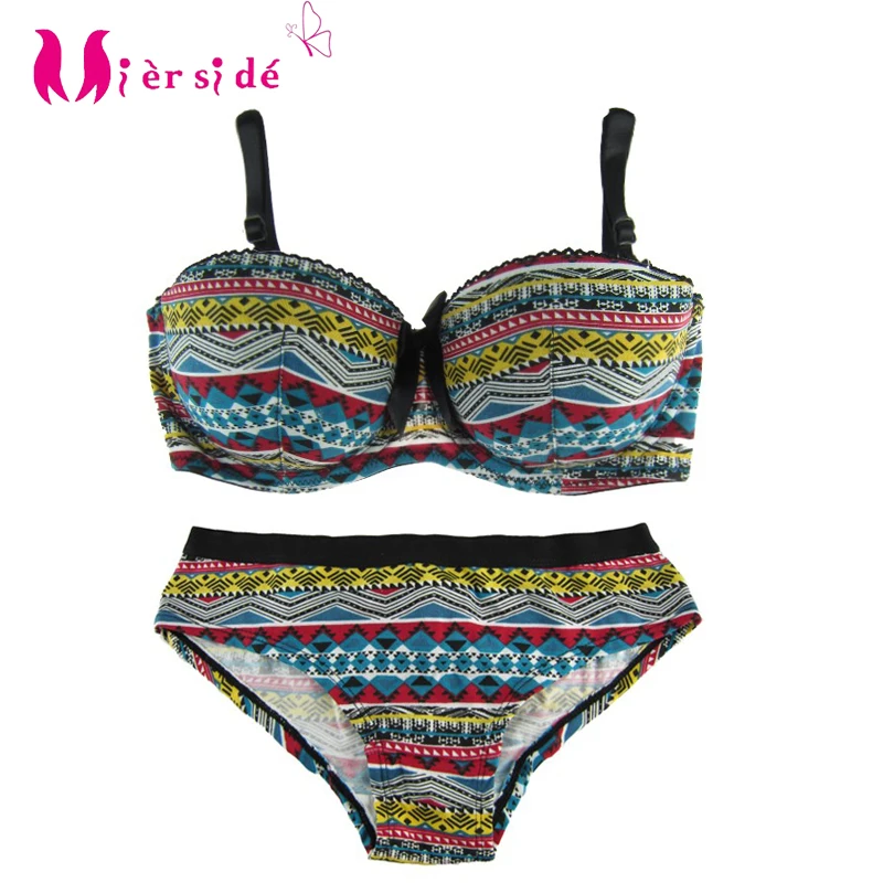 

Mierside Hot Strapless Sexy Soft Push Up Bra Sets Beautiful Colorful Europe size Cotton Bra&Brief sets 32-38A/B/C/D 20114
