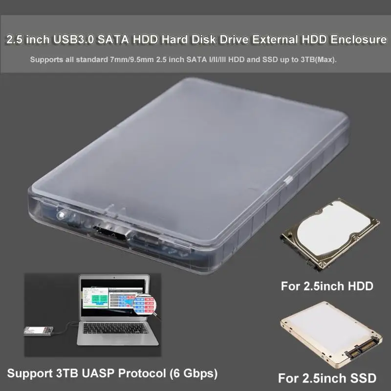 Чехол для жесткого диска USB на SATA прозрачный чехол 2 5 дюйма с 3 0 Sata поддержка Гбит/с