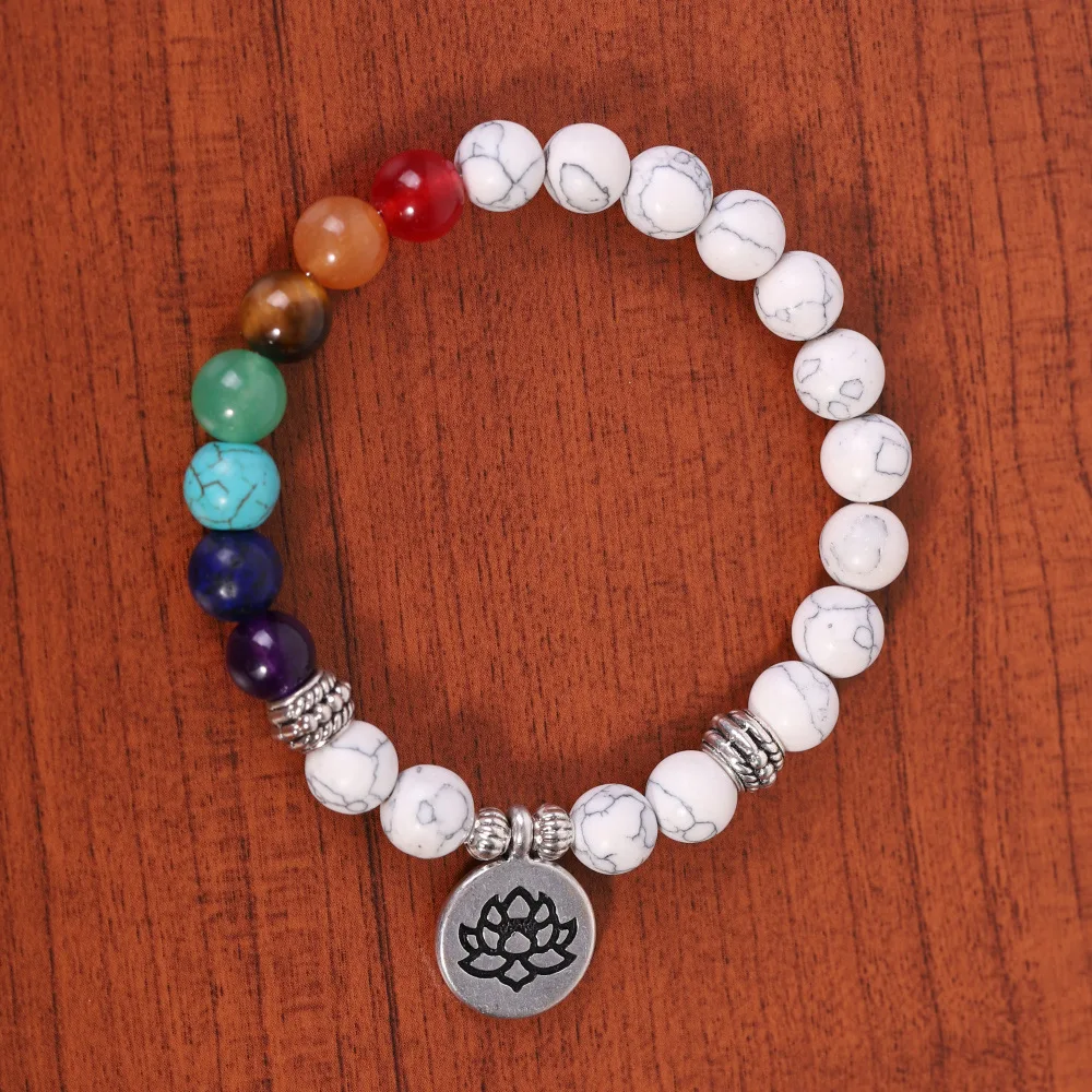 8 мм 7 Чакр бусины Howlite матовый черный лавовый камень Арома эфирное масло диффузор