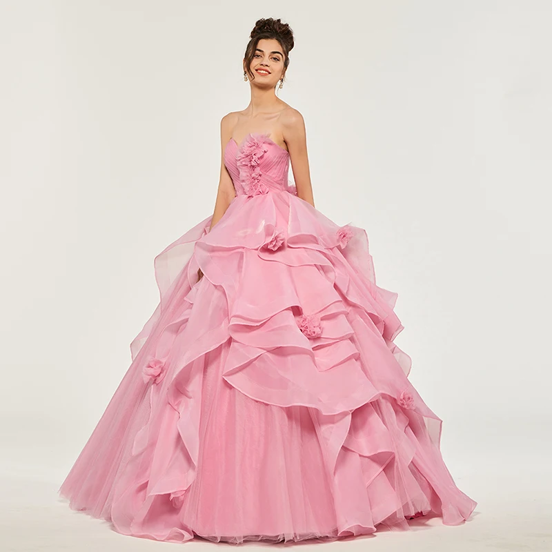 Бальное платье без бретелек Tanpell платья для quinceanera рукавов с аппликацией до пола - Фото №1