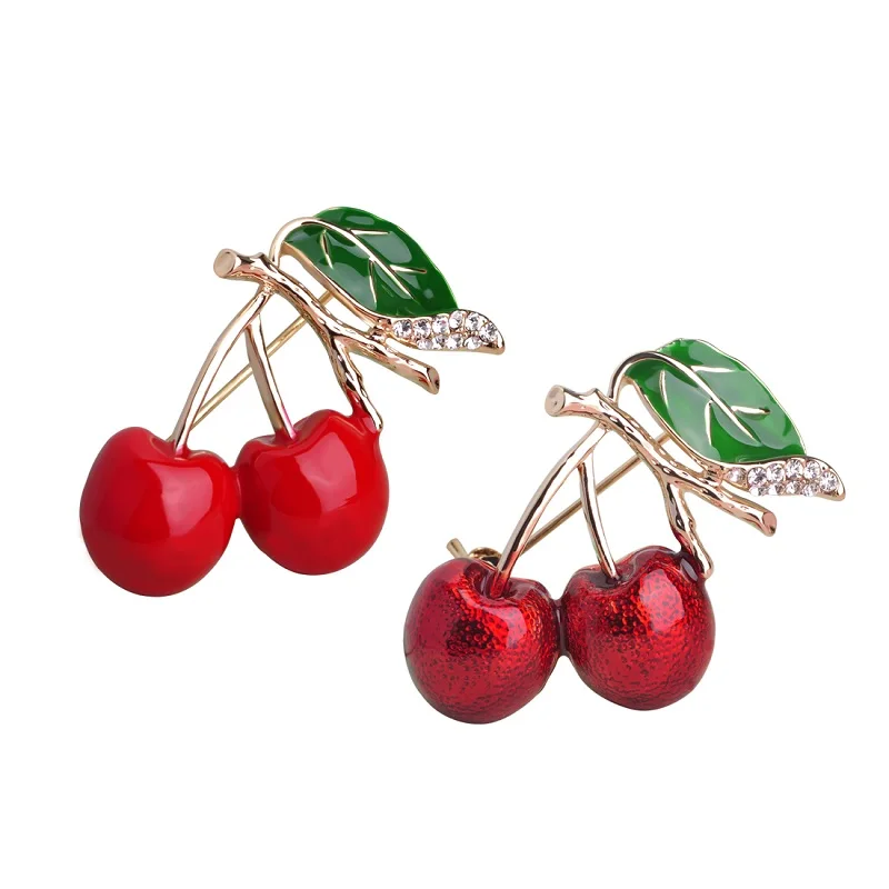 Россия Эмаль Esmalte Красный Двухместный Cherry Броши Для Девочек Детей милые Фрукты