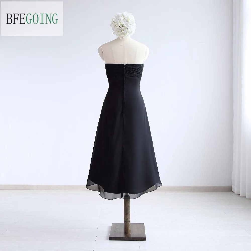 Черное Шифоновое ТРАПЕЦИЕВИДНОЕ вечернее коктейльное платье длиной до колена с