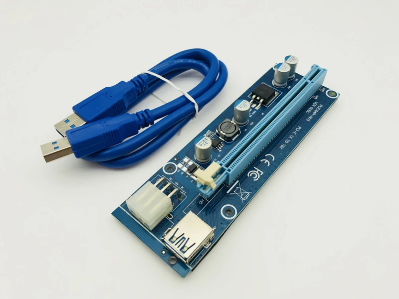 Billig 50 PCS VER 006C PCI-E PCI Express E 1X Zu 16X Riser Karte USB 3.0 Kabel SATA Zu 6Pin Power Kabel 60 CM Für BTC Bitcoin Miner Bergbau