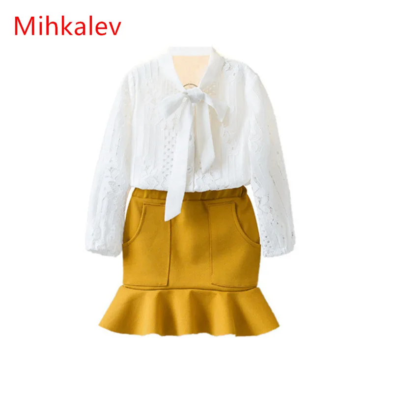 Mihaklev/комплекты одежды для маленьких девочек осенние Рубашки и юбки комплект из 2