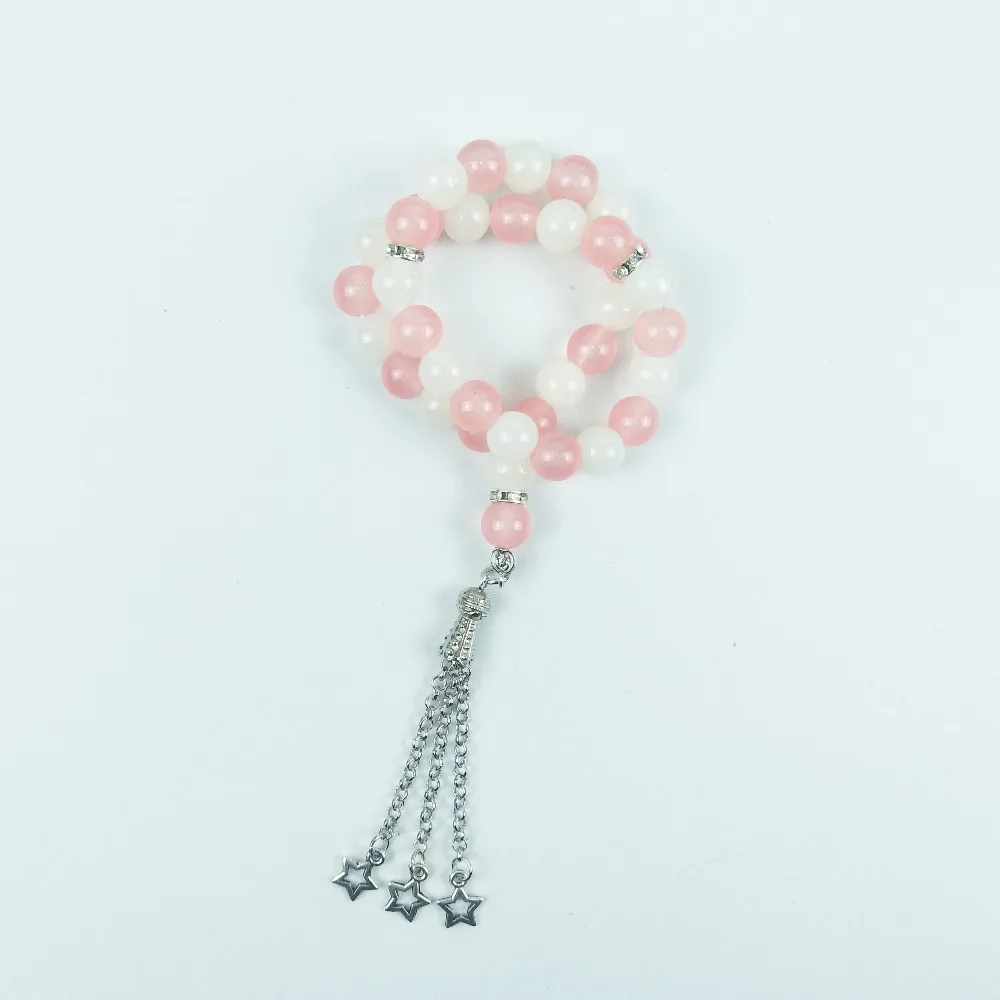 Tesbih store new design pink and white 10mm glass beads muslim prayer for women gift | Украшения и аксессуары