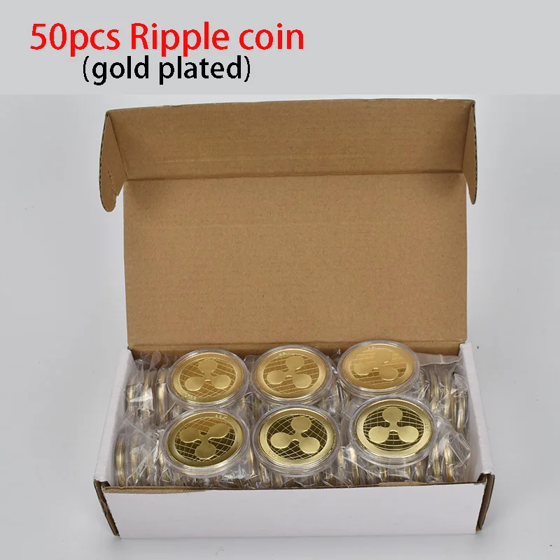 50 шт./лот 999 позолоченная монета ряби XRP криптовалюта для