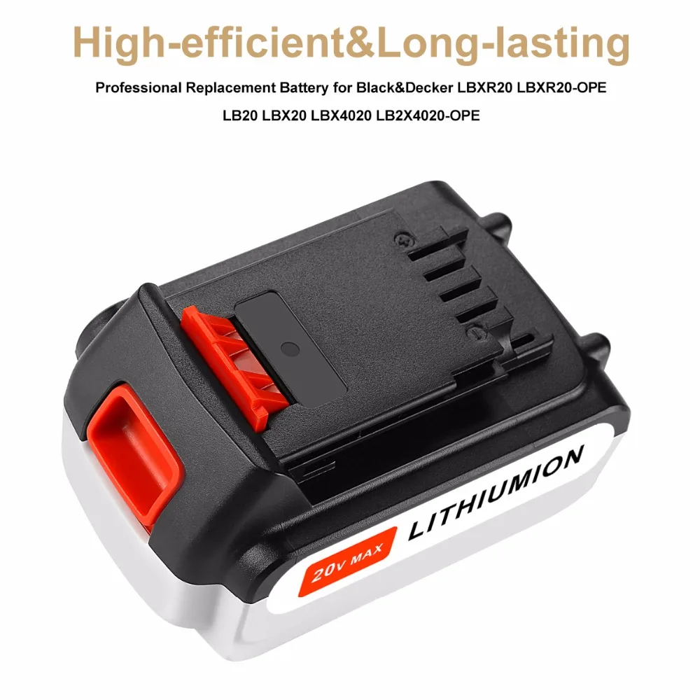 Аккумуляторная батарея для инструментов Black & Decker LB20 LBXR20 LB2X4020 LGC120 4000 мАч 20 в|battery