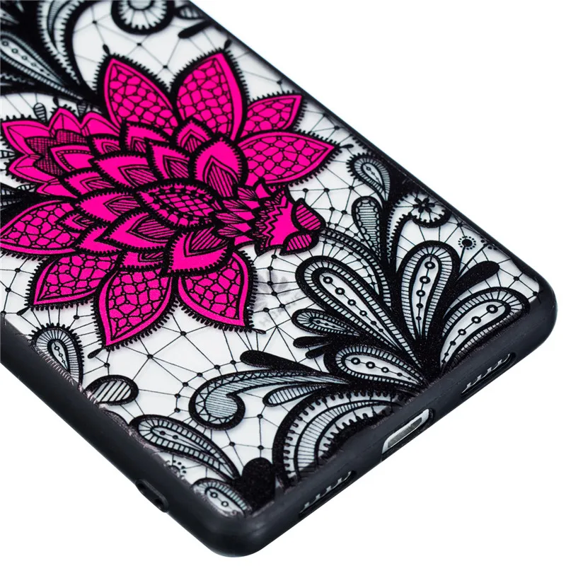 Huawei P10 Case Lace Black Rose Phone Cover Embroidery Foral Bumper For for Cases Fundas Capa |