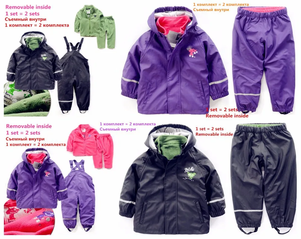 2018 Direct Selling Top Acetate Inner Child Weatherproof Waterproof Suit And Ski Outfits Removable Within Pu Can Be Worn Alone