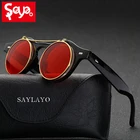 SAYLAYO Новые Модные Винтажные Солнцезащитные очки в стиле стимпанк, Классические двухслойные солнцезащитные очки с защитой UV400