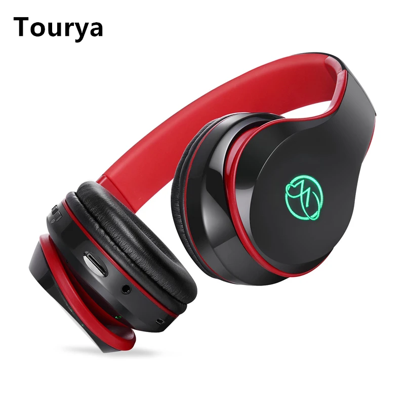 

Tourya BH7 Беспроводная связь Bluetooth наушники светящиеся гарнитура с микрофоном свет Поддержка TF карты для ПК Мобильный телефон xiaomi