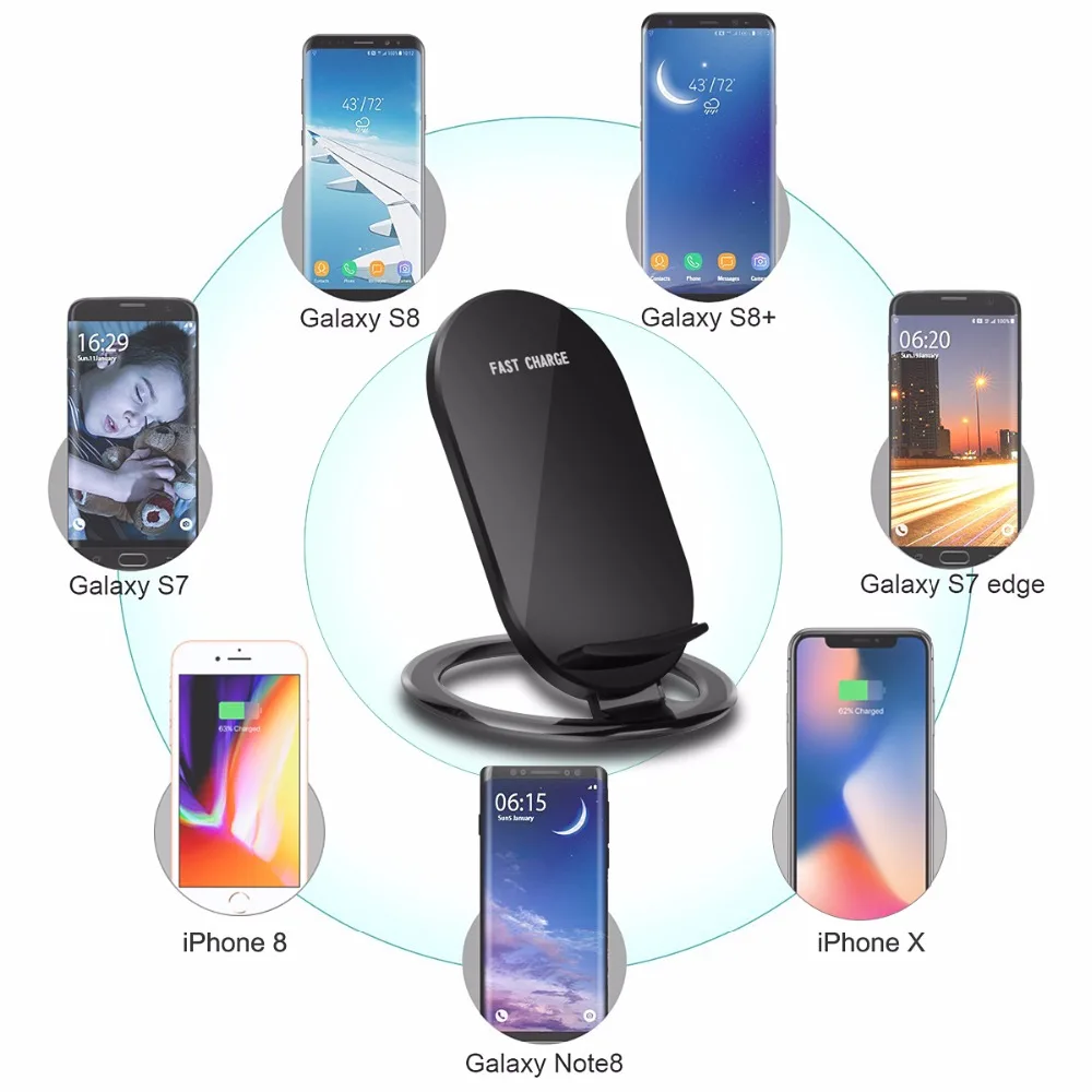 Беспроводное зарядное устройство SOONHUA Qi для iPhone X 8 Samsung S9 S8 S7 сплав подставка