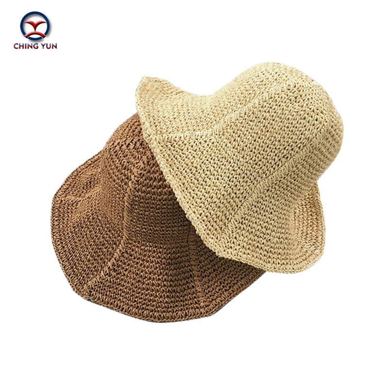 CHING YUN Summer Women hat korea style sun Lafite straw brim beach Fisherman's foldable Seaside travel leisure | Аксессуары для