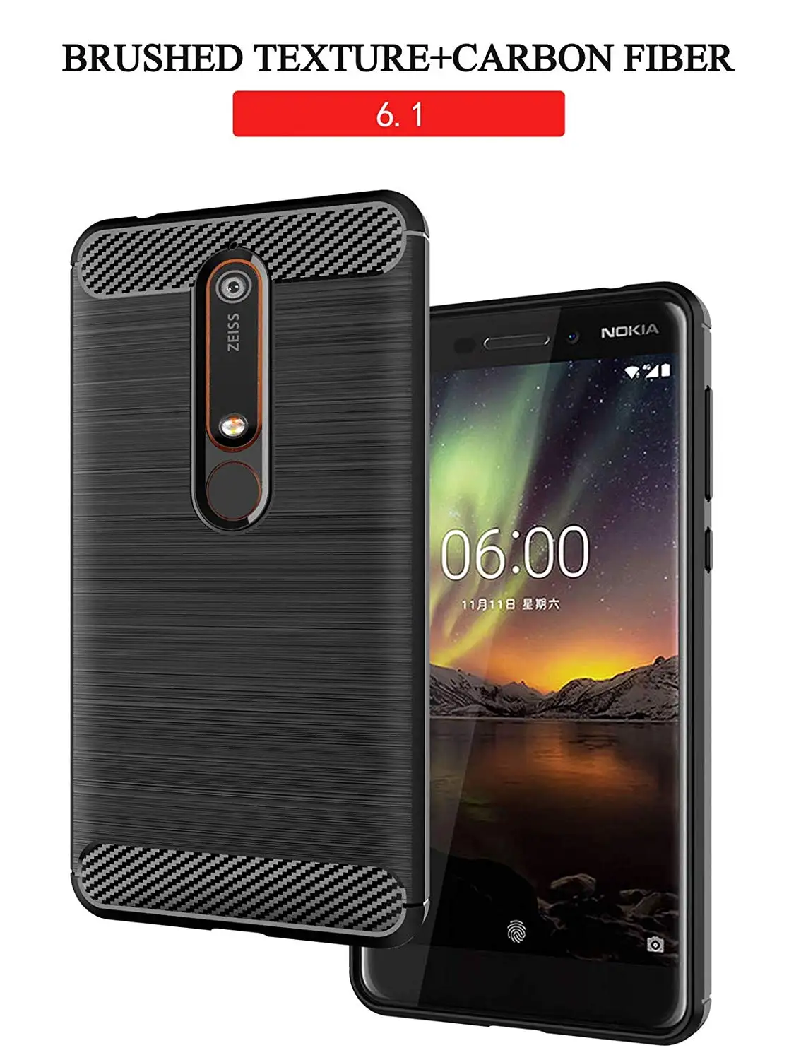 Для Nokia 4 2 5 1 3 6 7 Plus 8 9 2018 углеродное волокно текстура гибкий ТПУ силиконовый тонкий