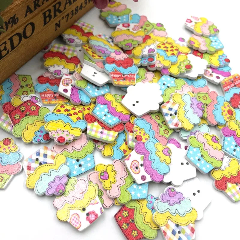 Новинка 50 шт. мороженое для торта фотография разные партии WB254|wooden buttons|buttons