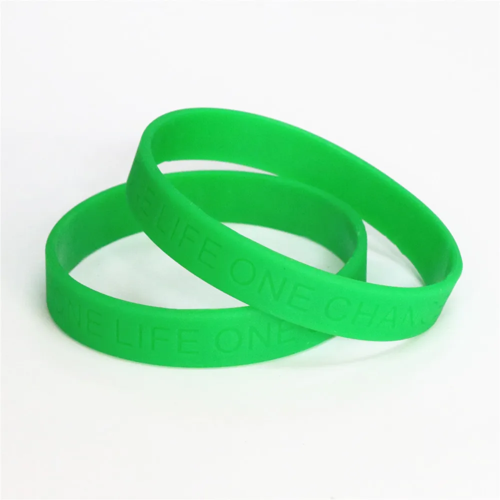 Lukeni 1 ПК одна жизнь один шанс Wristband Силикона Гравированный браслет цвет: черный, синий зеленый резиновые браслеты и браслеты ювелирные изделия SH066