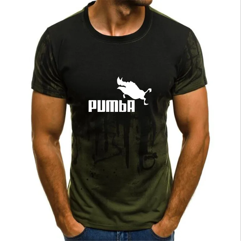 Забавные футболки, милые футболки homme Pumba Мужская, с коротким рукавом топ с камуфляжным принтом, крутая футболка, летний Трикотажный костюм, модная футболка - Цвет: green35