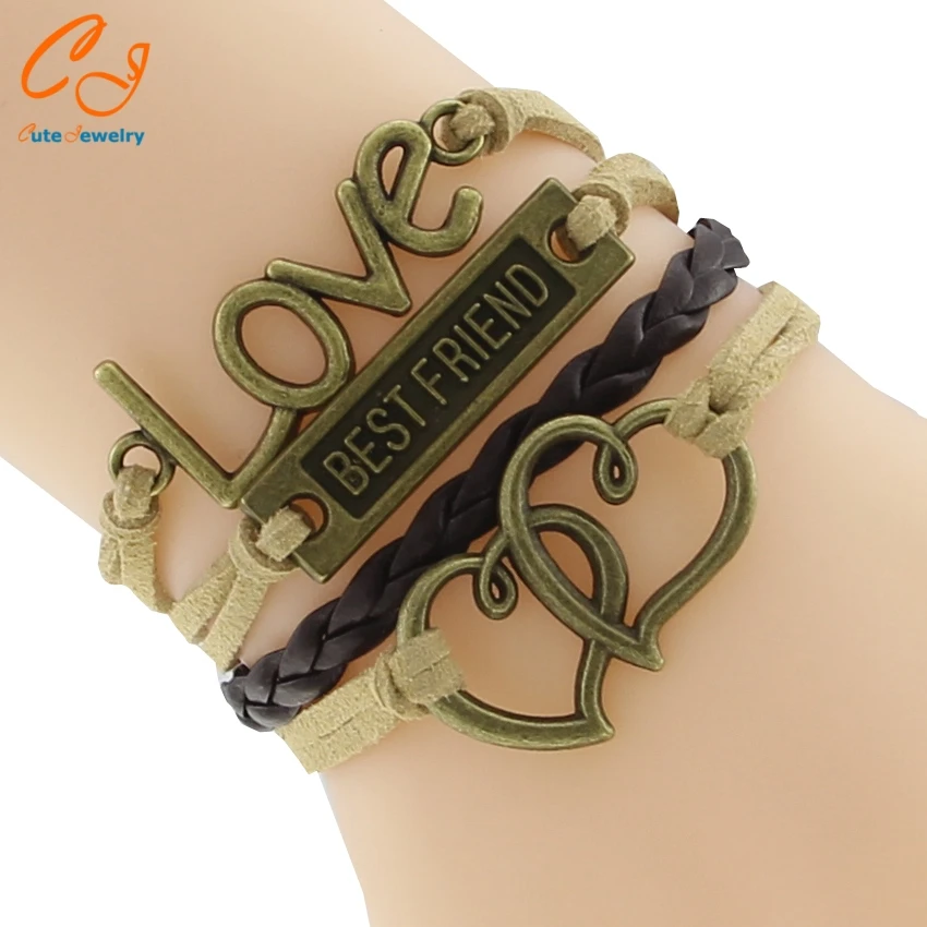 Корея Продажа двойной персик сердце символ беспроводной ручной тканые браслеты