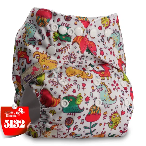 [Littles&Bloomz] Детские моющиеся тканевые подгузники одного размера, многоразовые карманные подгузники с вкладышами, доступные для детей 0-3 лет, 3-15 кг, один размер - Цвет: 5132