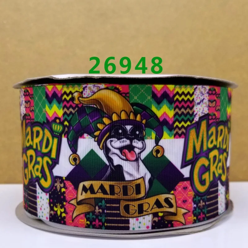 Бесплатная доставка 50 ярдов на размер лента с принтом день Марди Гра корсажная