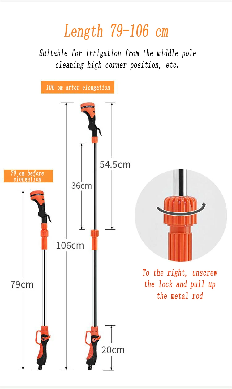 Telescopic Long Pole Washer Water Gun Spray Durable Powerful High Pressure Power Water Gun Car Wash Jet Watering Kit