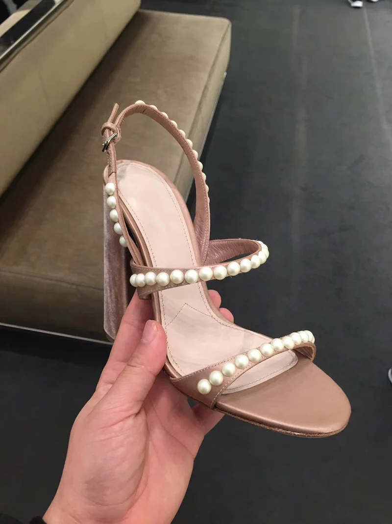 Сандалии с жемчугом женская летняя обувь zapatillas mujer женские туфли на массивном