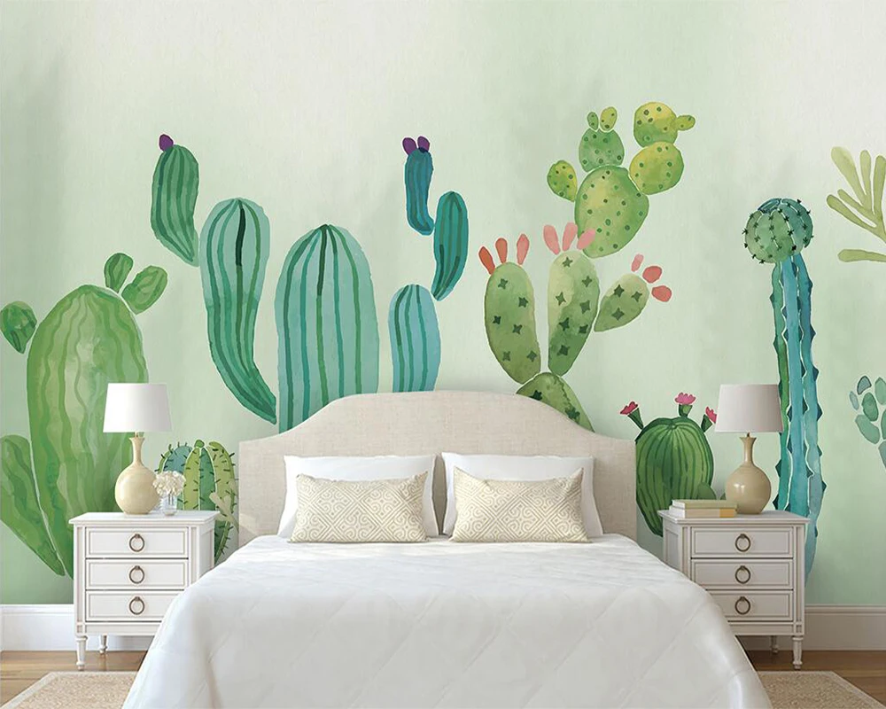 Декоративные обои ручная роспись фон кактус настенная живопись - купить по