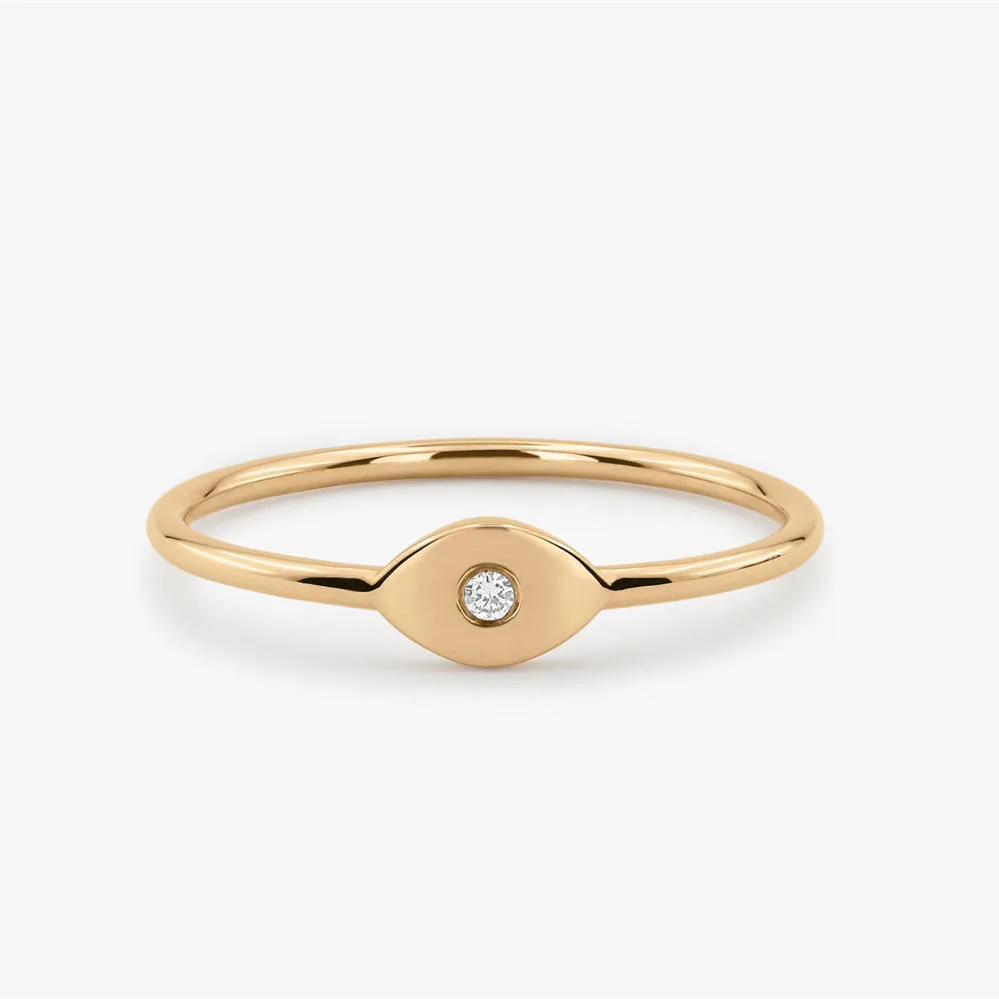 Женское кольцо с натуральным бриллиантом LASAMERO круглой огранкой 0 03ct 14 k Золотое в