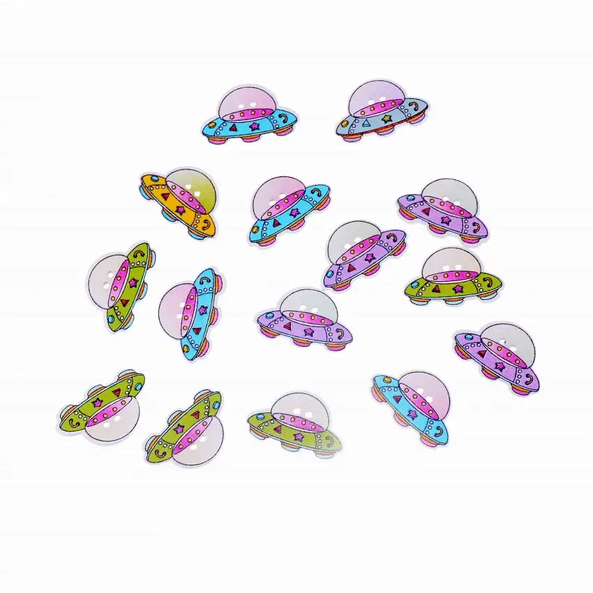 Бесплатная доставка 50 случайный смешанный милый мультфильм НЛО 2 отверстия