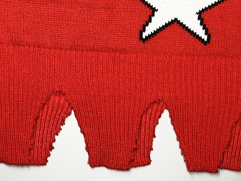 

Autumn Winter Sexy Women V Neck Long Sleeve Red Printed Stars Short Sweaters Ladies Loose Casual Warm Knitted Pullovers SJ3357M