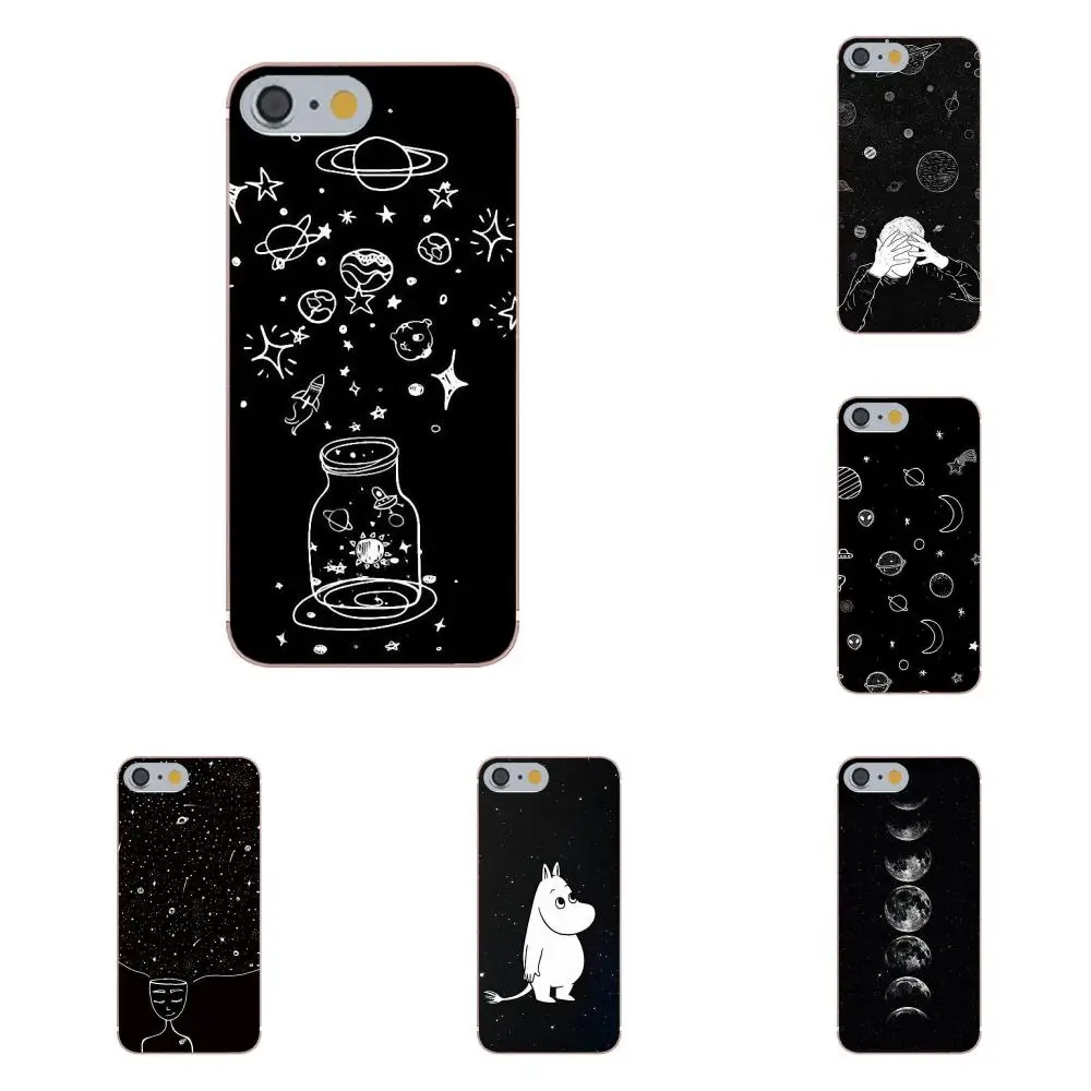 Sky Space Planet черно белые звезды Солнца и Луны для Apple iPhone 4 4S 5 5C 5S SE 6 6S 7 8 Plus