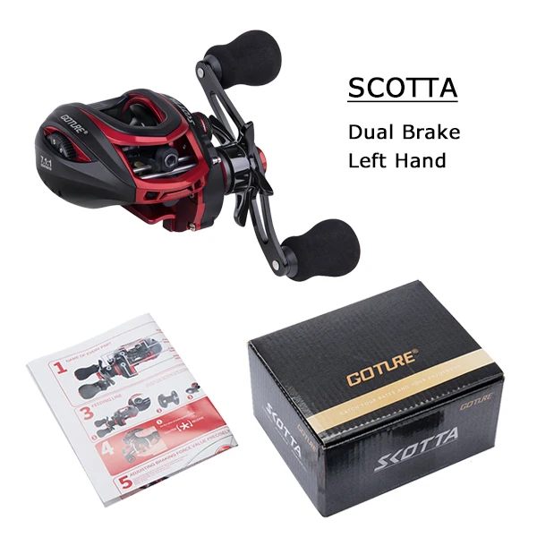 Dual Brake-Left Goture SCOTTA катушка для ловли на приманку, двойной тормоз, 8 кг, Макс. Драг 7,1: 1, мулинет, катушка для ловли на приманку, катушка для ловли карпа, баса - Цвет: Dual Brake-Left
