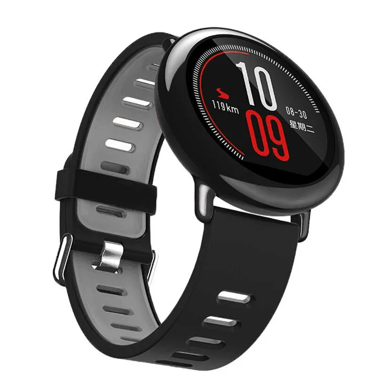 4в1 ремешок Huami Amazfit Pace силиконовый ремешок для наручных часов спортивный браслет для наручных часов+ защитный чехол+ Защитное стекло для экрана