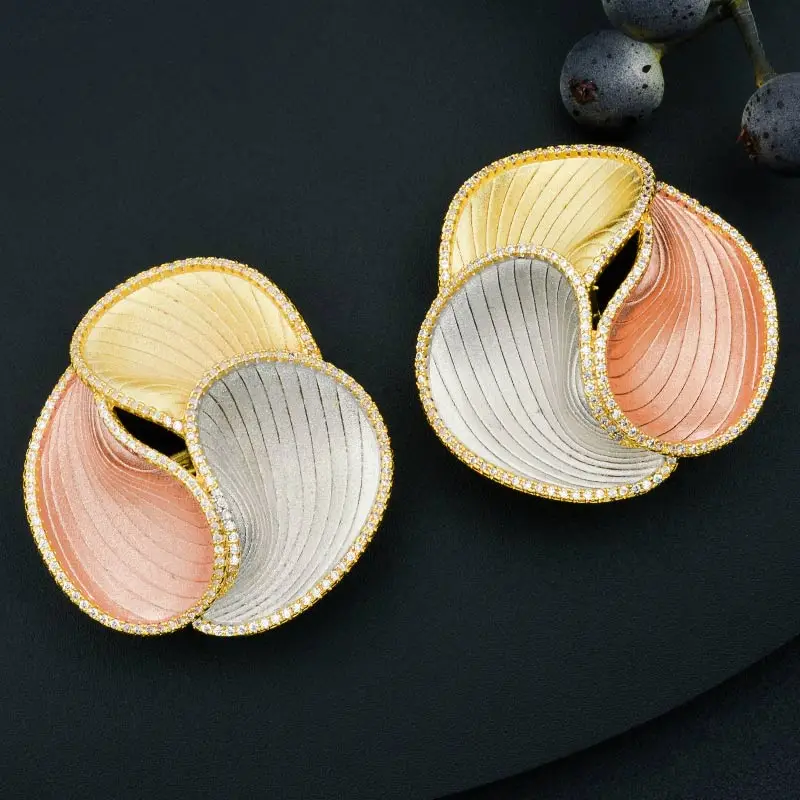 ModemAngel Роскошные вращающиеся модные серьги с цветком медные три тона цветные