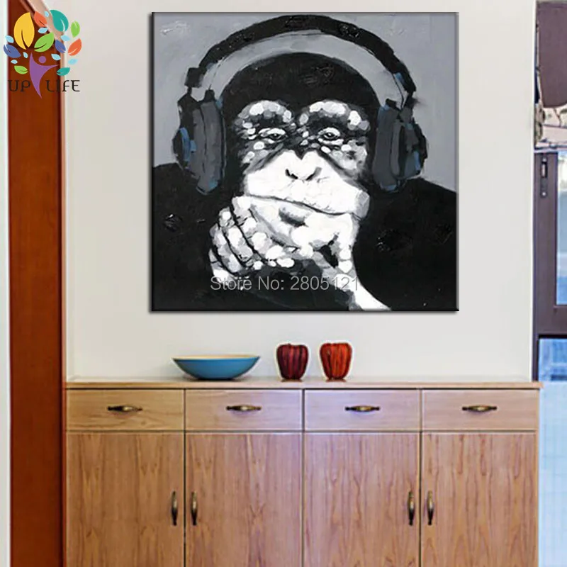 Ручная роспись современная поп-животная живопись черно-белые животные масляная