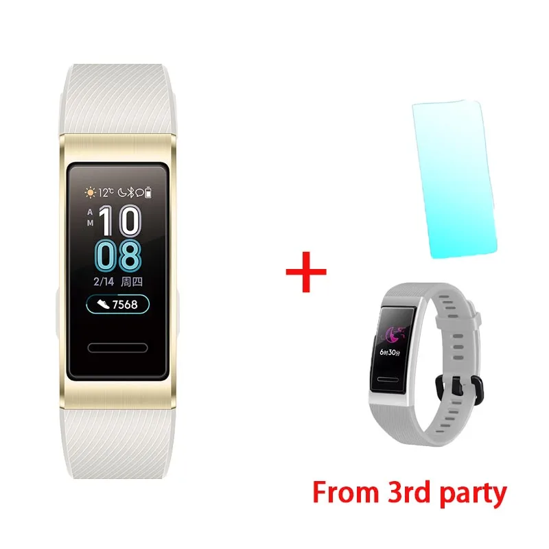 gold add gray film huawei Band 3 Pro gps смарт-браслет металлический Amoled 0,95 'Полноцветный Сенсорный экран Датчик сердечного ритма датчик сна Браслет - Цвет: gold add gray film