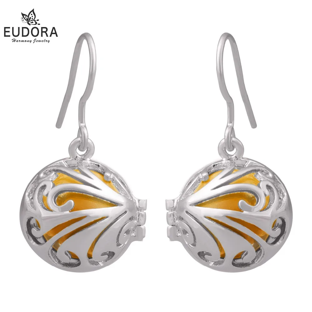 

Eudora Tree of Life Earring Round Elegant Locket Cage Dangle Earrings 12mm with Music Bell for Women Unique Jewelry Special Gift