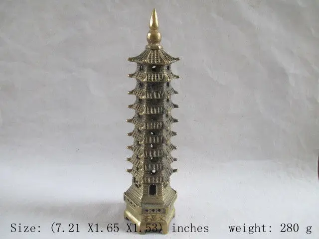

Elaborate Chinese ancient copper Wenchang tower statue