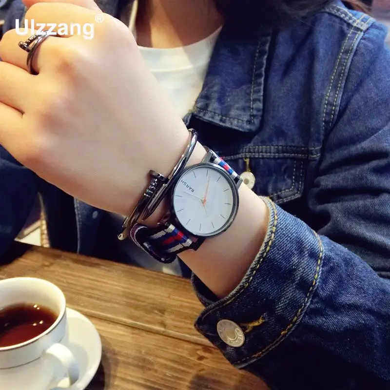 Горячая Распродажа модные джинсовые нейлоновые кварцевые часы наручные для