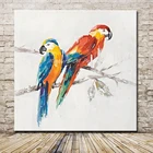 Картины Mintura ручной росписи попугаев животных Масляные картины на холсте домашний декор для гостиной Современная Настенная картина