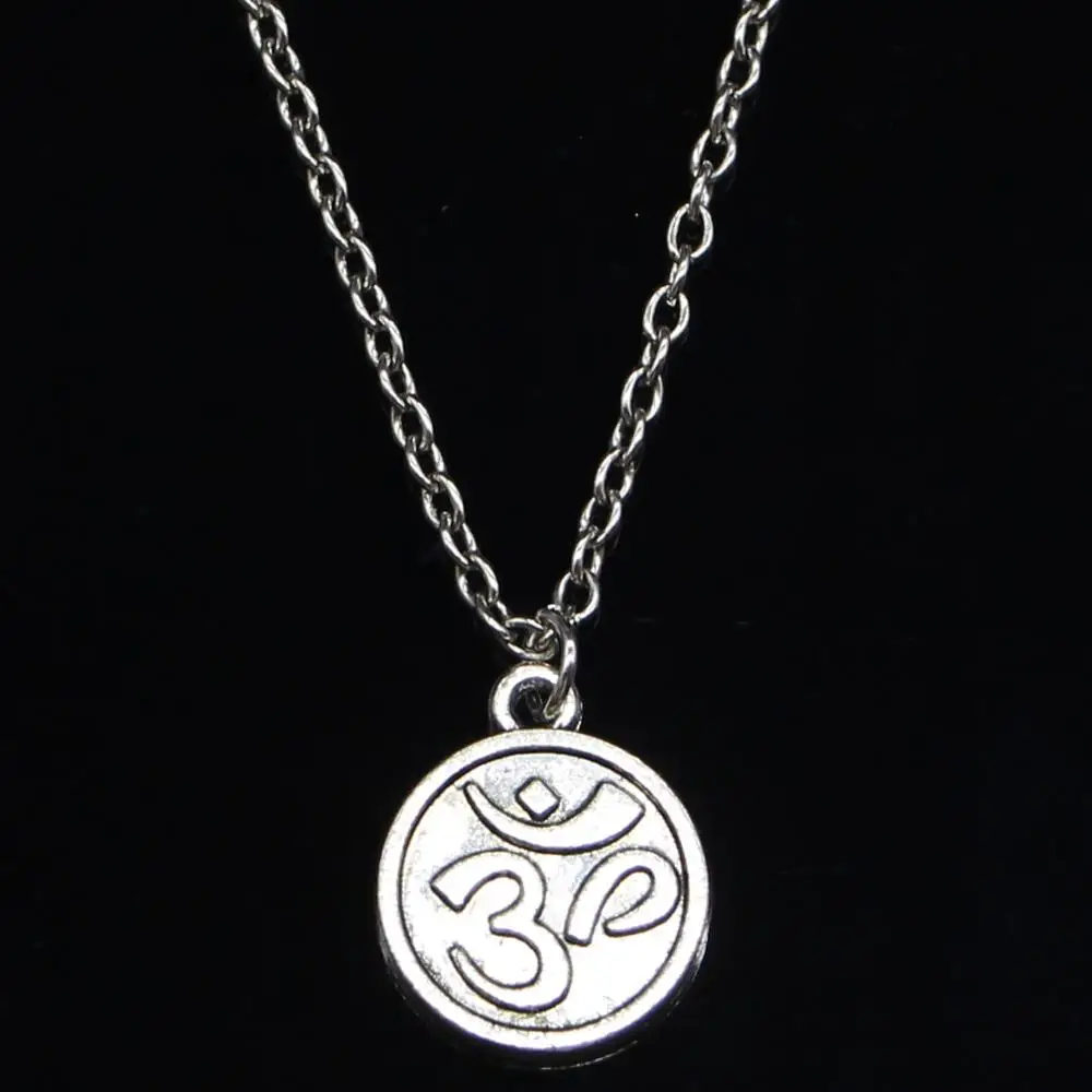 

20pcs New Fashion Necklace 15mm double sided yoga om Pendants Short Long Women Men Colar Gift Jewelry Choker