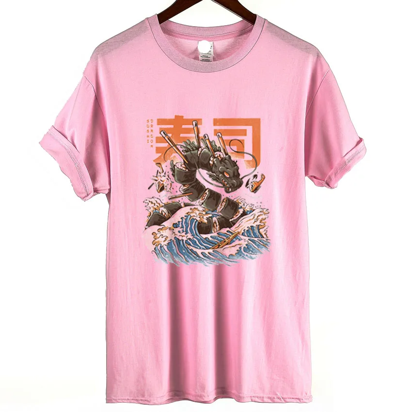 Футболка женская забавная Sushi Dragon принт Женская футболка размера плюс Camisetas Mujer