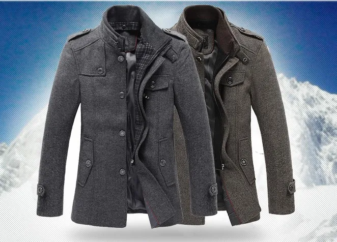 New Style Autumn and Winter Jackets For Men Splice Wool Jacket men's slim fit thickening outerwear Mens Coat Overcoat|jacket wedding|jacket